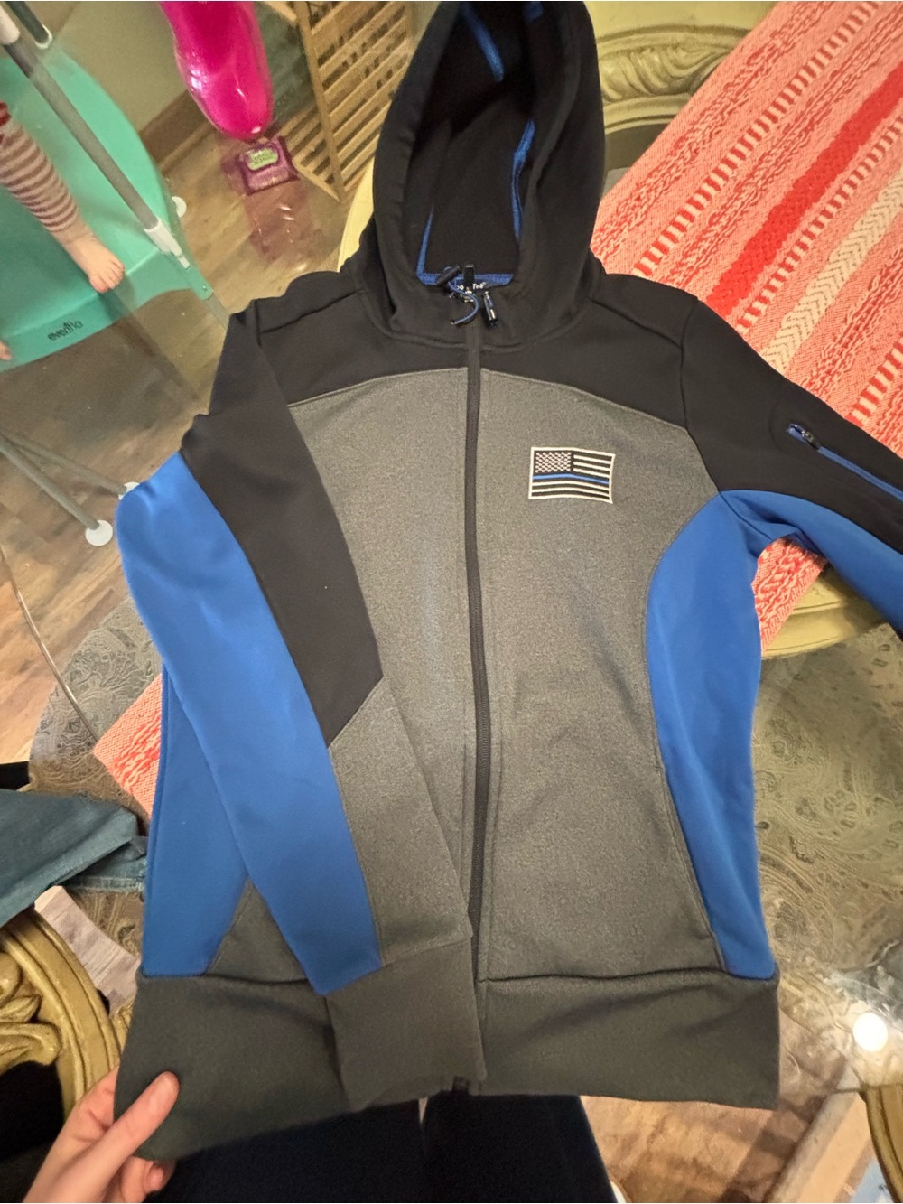 Thin Blue Line Women's Tech Fleece Colorblock Full-Zip Hooded Jacket